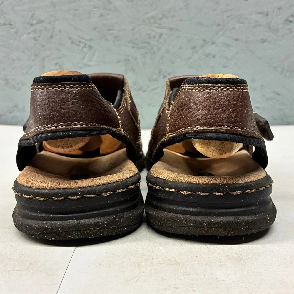 Dr. Scholls Gaston Fisherman Sandals Men's 9M Brown Leather Memory Foam Comfort